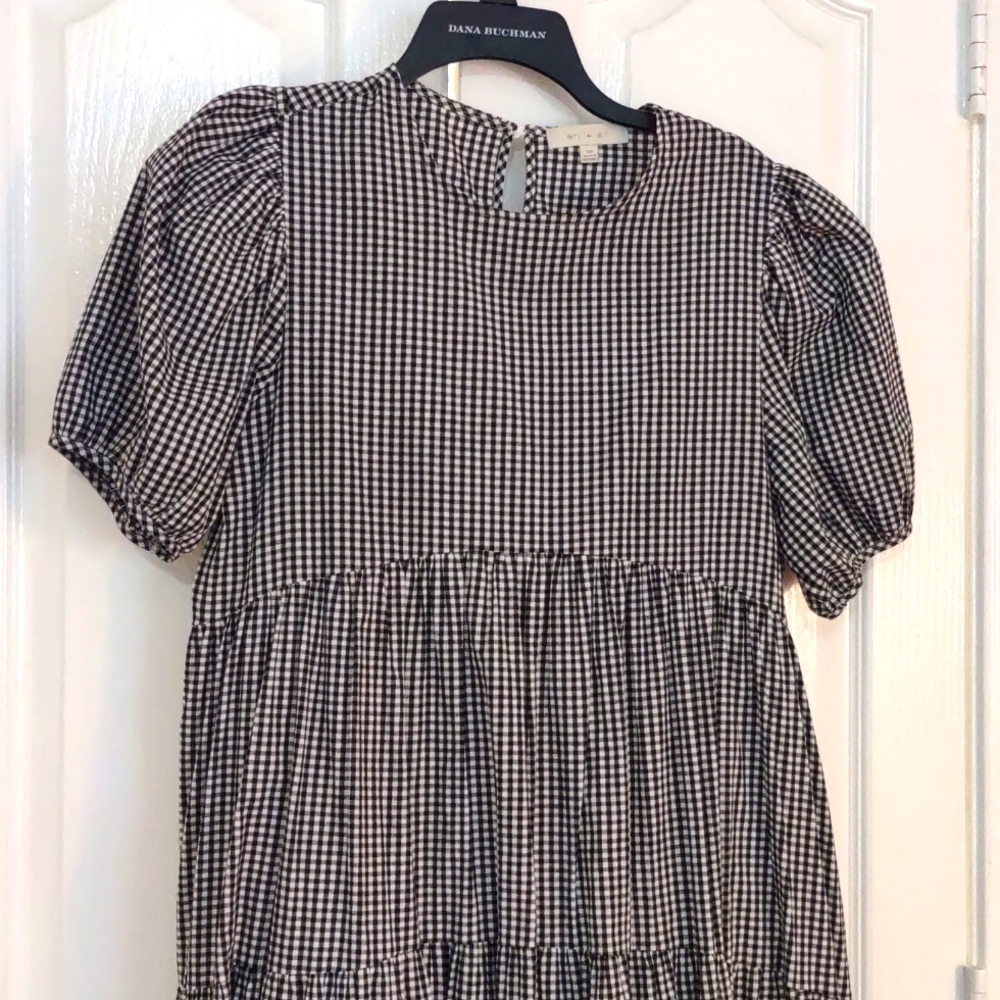 Anthropologie black & white check maxi dress